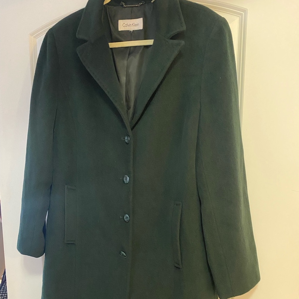 Calvin Klein Mid Length Coat in Hunter Green Size 12